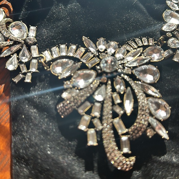 J.Crew style rhinestone statement necklace. Bronze hardware and clasp. EUC - Picture 7 of 13
